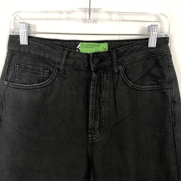 Sandrine Rose + Free People Straight Leg Black Jeans Button Fly Size 24 - Picture 5 of 11